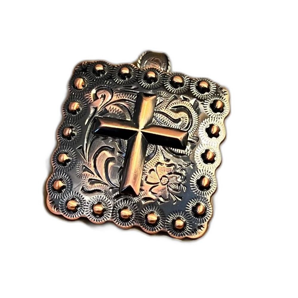 PENDANT OR BELT BUCKLE WESTERN CROSS COPPERTONE CHRISTIAN STATEMENT PIECE NEW